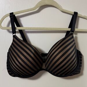 Sweet Nothings Chic Black and Nude  Striped Push Up Women's Bra size 40D